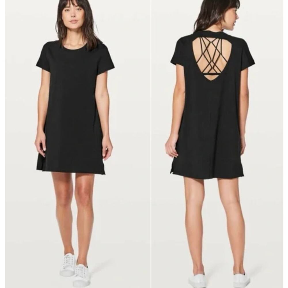 Lululemon Day Tripper Back Cut Out Dress in Black Size 10/12 Style#W8887S